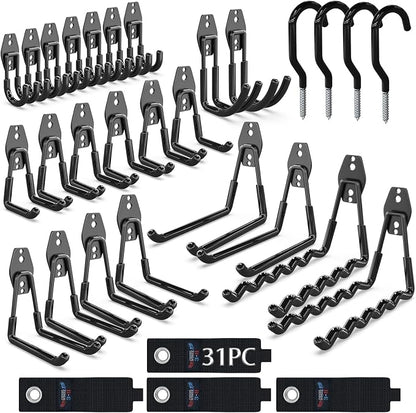 3-H Garage Wall Hooks 31 Pack, Garage Hooks Heavy Duty by 3-H