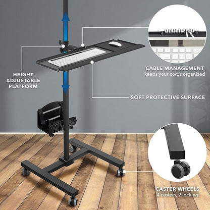 Mount-It! Rolling Computer Cart on Wheels, Mobile Desk Workstation - Image 4
