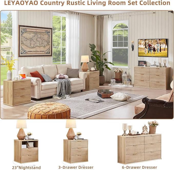 LEYAOYAO Fluted Nightstand Set of 2 - Image 4