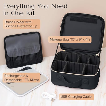 Makeup Bag with LED Mirror – Travel Cosmetic Organizer with Lighted Mirror - Image 6