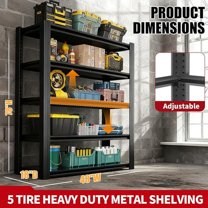 78" H Garage Shelving, Metal Storage Shelves, 3000LBS Heavy Duty Shelving - Image 2