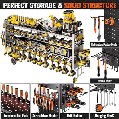 49" W Super Large Power Tool Organizer Wall Mount, Heavy Duty Cordless Tool - Image 5