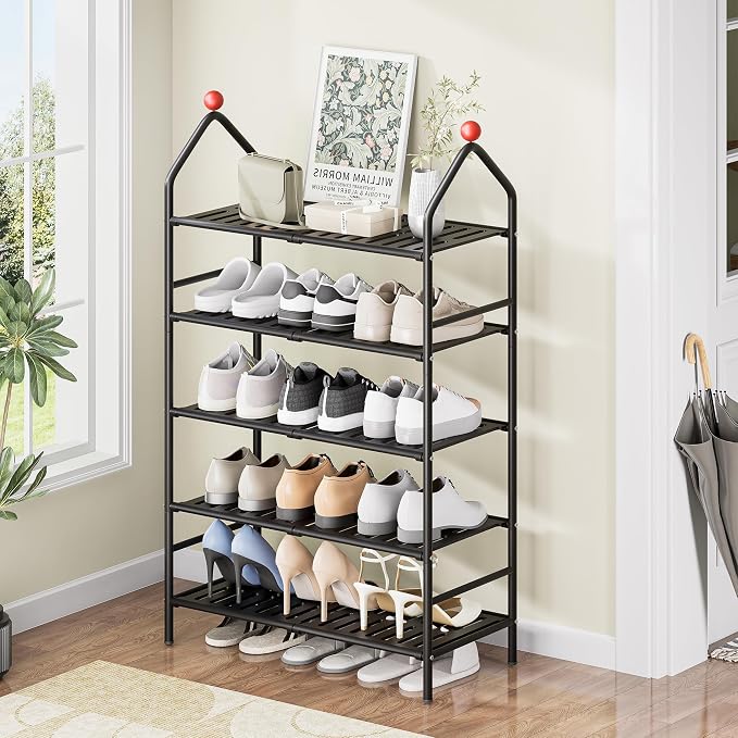 Shoe Rack, 5-Tier Shoe Organizer, Metal Storage Shelf, Shoe Rack - Image 6