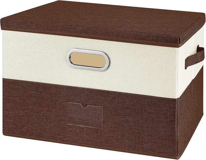 Large Linen Fabric Foldable Storage Bins by Unknown