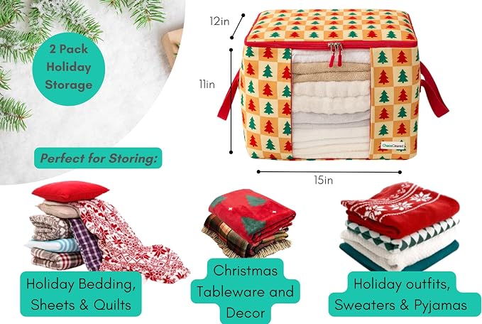 Designer Christmas Canvas Clothing Storage Bags 2 Pack Clothes Organizer bags - Image 2