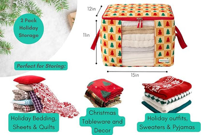 Designer Christmas Canvas Clothing Storage Bags 2 Pack Clothes Organizer bags - Image 2