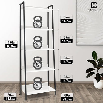 CAPHAUS 5 Tier Ladder Bookshelf, 24 Inch Width Free Standing Shelf, Bookcase - Image 3