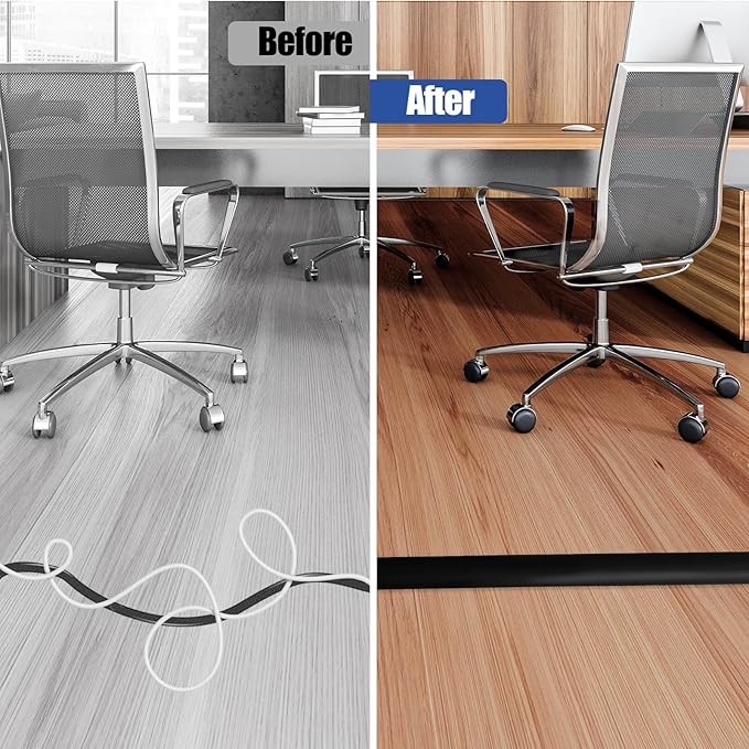 Floor Cord Cover Self Adhesive Cord Hider, 20FT Cable Management, Extension - Image 5