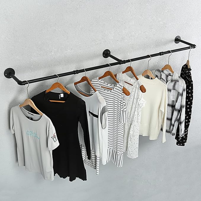Oroonoko 72inch Industrial Pipe Clothes Rack Wall Mount - Image 5