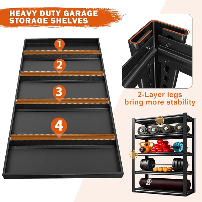 REIBII Garage Shelving Heavy Duty 2500LBS Storage Shelves 40" W Garage Shelves - Image 4