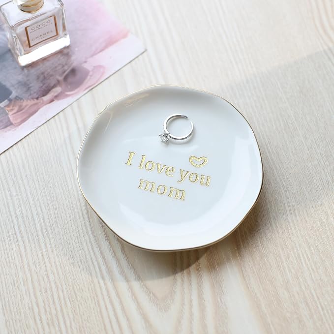 HOME SMILE I Love You Mom Ring Dish Jewelry Tray-Mother's Day Birthday Gifts - Image 2