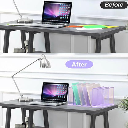 Kuntine.B Desk File Organizer Upright Mesh Desktop Organizer File Sorter Office - Image 4