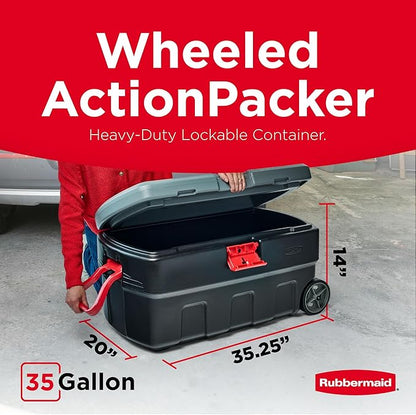Rubbermaid ActionPacker 35 Gallon, Made in USA, Lockable Plastic Storage Bin - Image 2