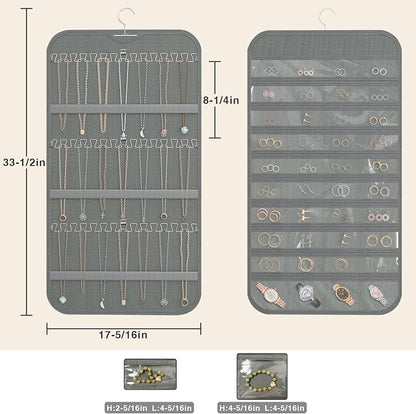 Hanging Jewelry Organizer Storage, 40 Pockets 36 Hooks Necklace Earring - Image 8