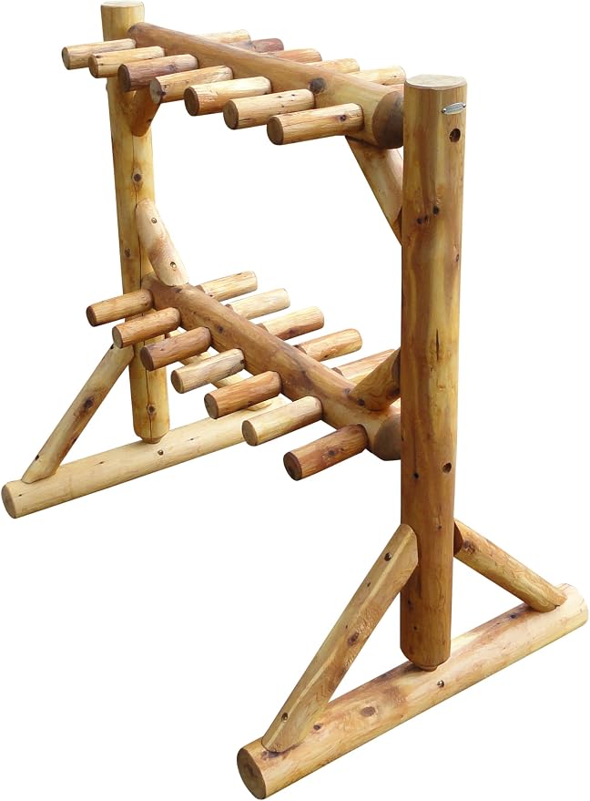 11-Place Freestanding Log Ski Rack Holder, Indoor & Outdoor Snowboard Racks - Image 2