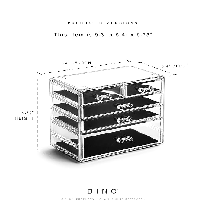 BINO THE MANHATTAN SERIES Acrylic Makeup Drawer Organizer-3 Large 2 Small - Image 2