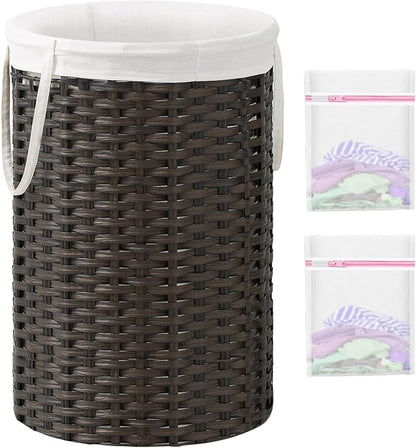34.3 Gal Large Laundry Hamper Laundry Basket Round Handwoven Wicker Laundry by SETVSON