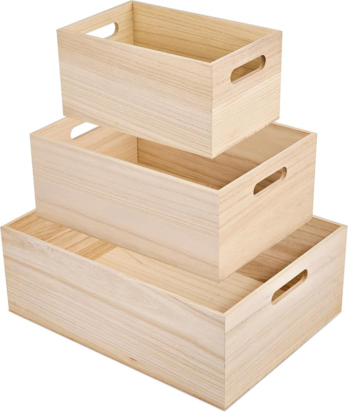 Sorbus Unfinished Wood Crates - Image 2