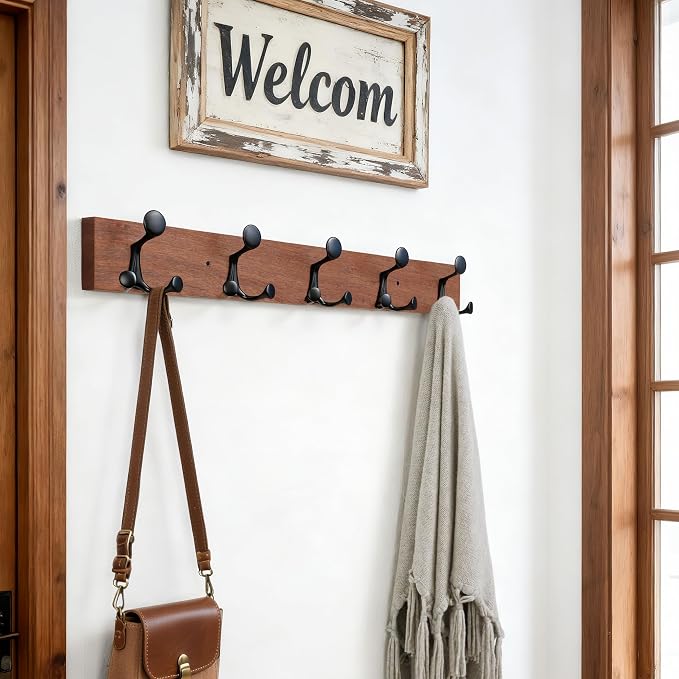 SKOLOO 30-Inch Wood Coat Rack Wall Mount - Image 2