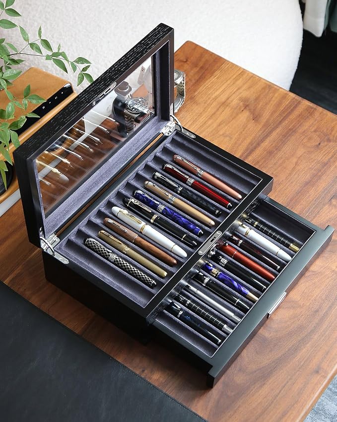 Wood Pen Display case 24 Slot Fountain Pen Box Storage Organizer - Image 7