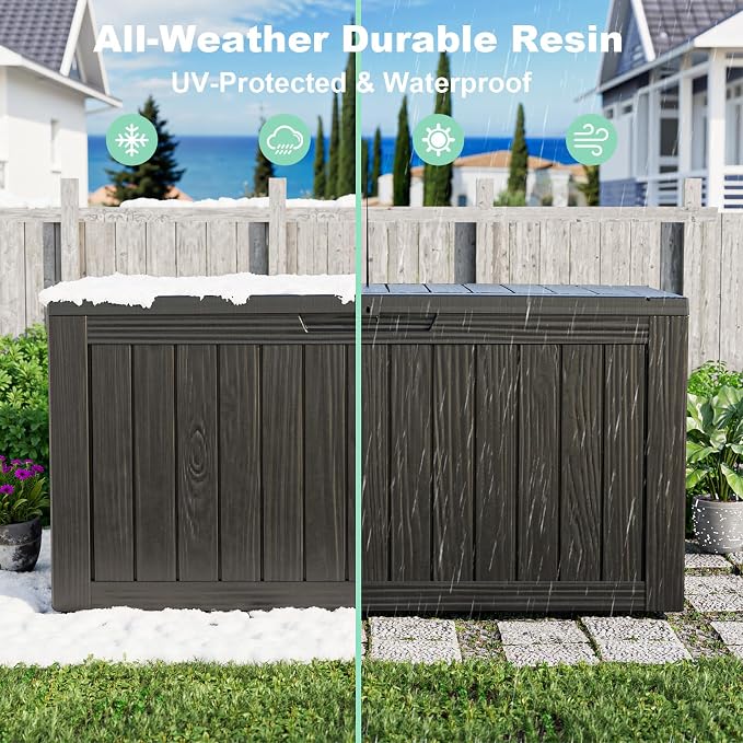 80 Gallon Outdoor Deck Box, Storage Lockable Waterproof Patio Furniture - Image 4