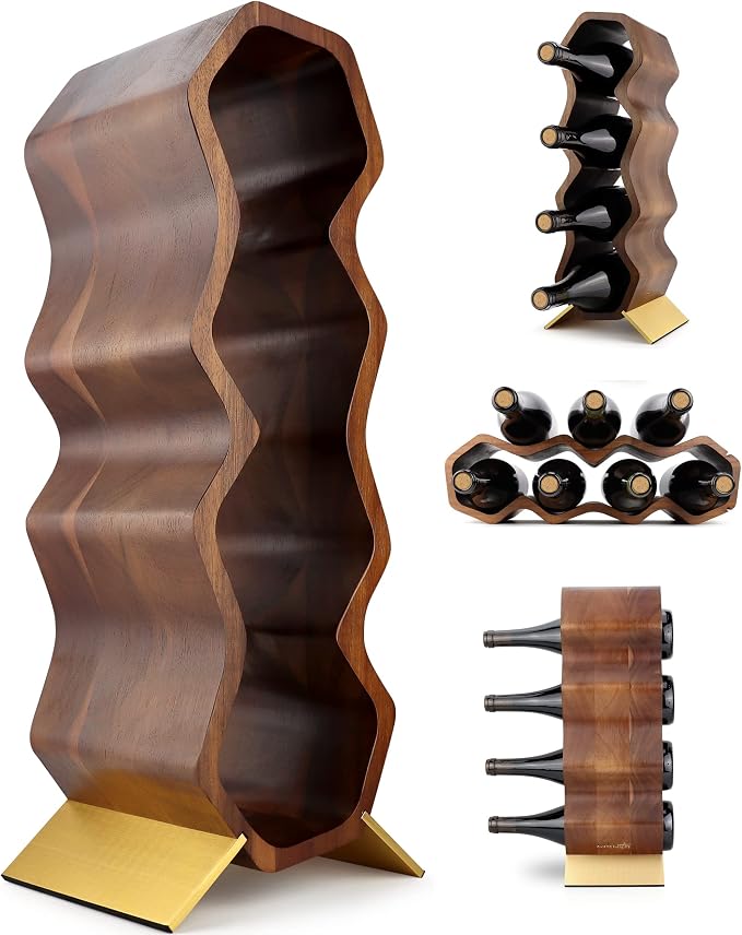 Gusto Nostro Wood Wine Rack, 7 Bottle, 2 Tier Wooden Countertop Free Standing by GustoNostro