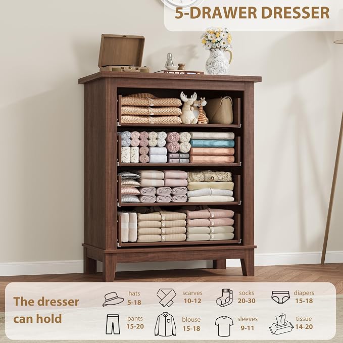 GarveeHome 4 Dresser for Bedroom, 34.8 in Tall Vertical Drawer Dresser - Image 6