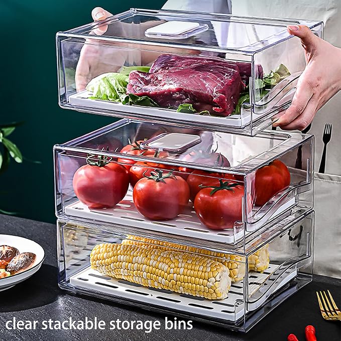 Diskary Fridge Organizer, Stackable Refrigerator Organizer Bins, Reusable Food - Image 9