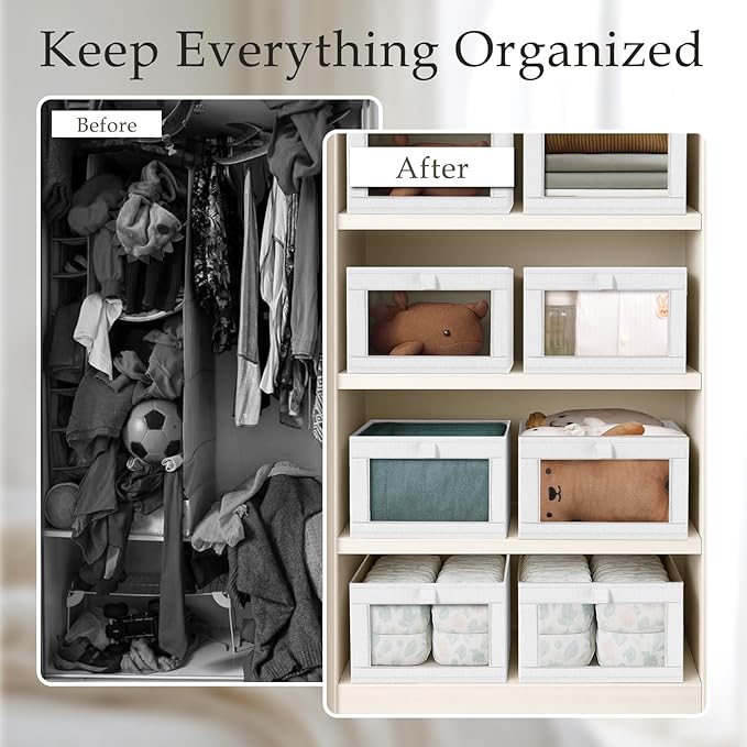Criusia 6 Pack Linen Closet Organizers and Storage, Large Linen Closet Baskets - Image 2