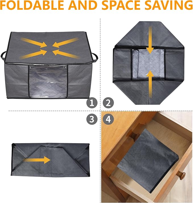 10 Pack Clothes Storage Bags, 90L Large Blanket Storage Bag Comforter Storage - Image 7
