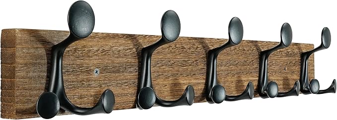 SKOLOO 24-Inch Wood Burnt Coat Rack Wall Mount by SKOLOO