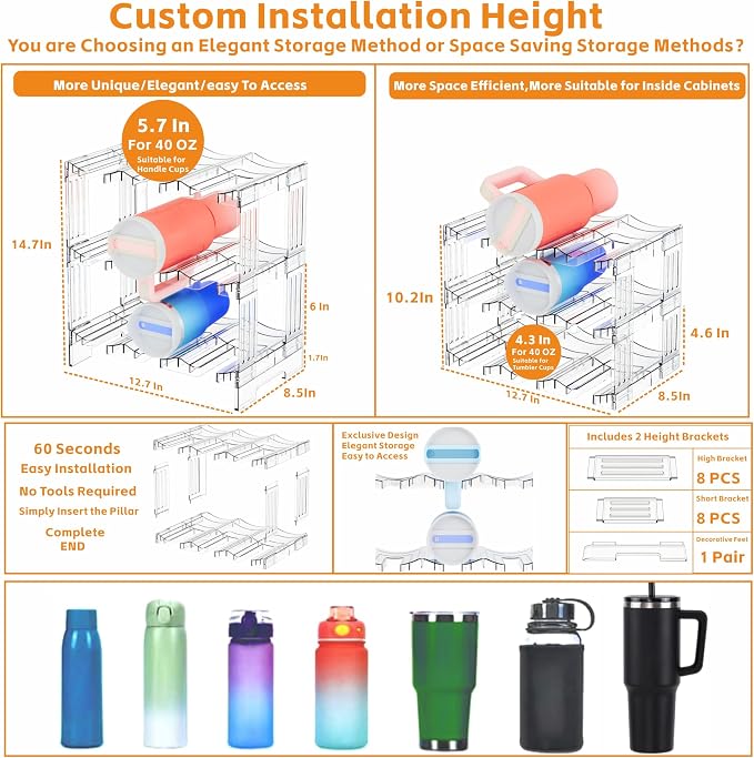 Yieach Stackable Water Bottle Organizer - Image 3