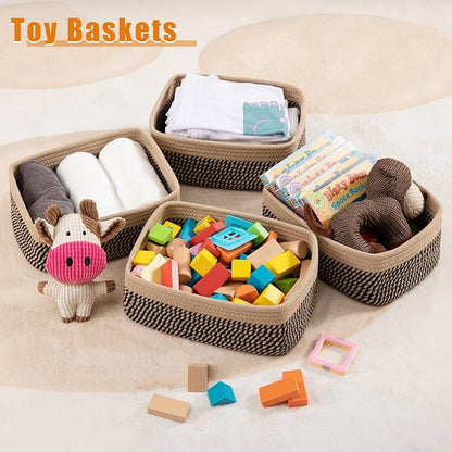 OIAHOMY 4 Pack Storage Baskets for Organizing, Small Bins for Shelves, Cute - Image 4