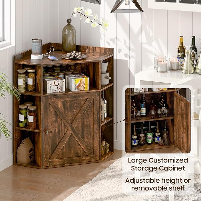 Corner Storage Cabinet, Farmhouse Corner Bookshelf - Image 7