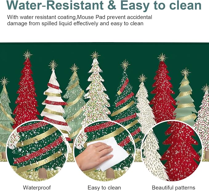 Christmas Tree - Green Gaming Mouse Pad 35.4"x15.7"Desk Mat Anti-Slip Rubber - Image 4