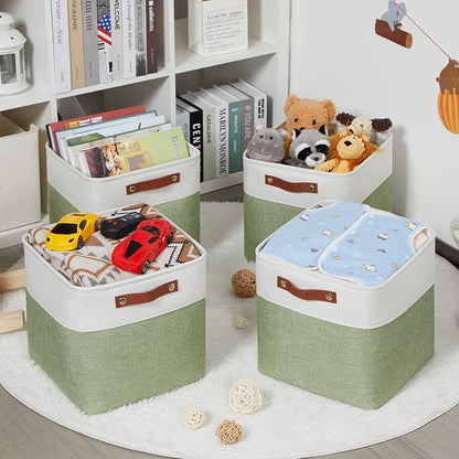 HNZIGE Fabric Storage Cubes Set of 4, 12 x 12 Decorative Bins - Image 6