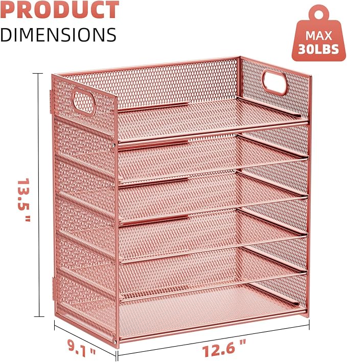 Marbrasse 6 Tier Paper Organizer Letter Tray - Image 3
