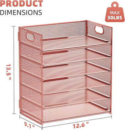 Marbrasse 6 Tier Paper Organizer Letter Tray - Image 3