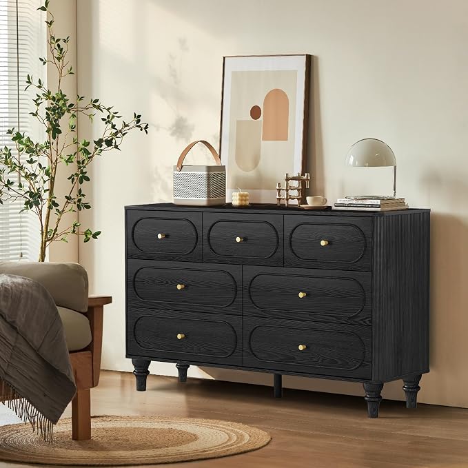 ORRD 7 Drawer Fluted Dresser for Bedroom, Mid Century Modern Chest of Drawers - Image 7