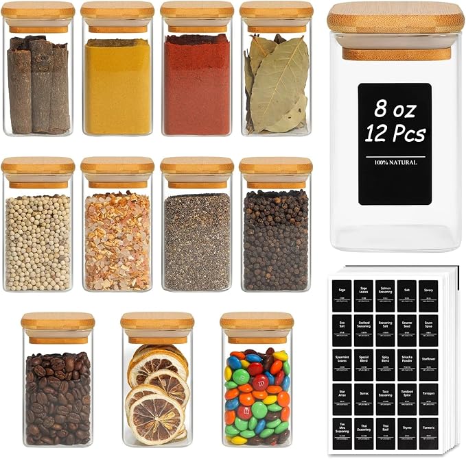 ComSaf 12Pcs Glass Spice Jars by ComSaf
