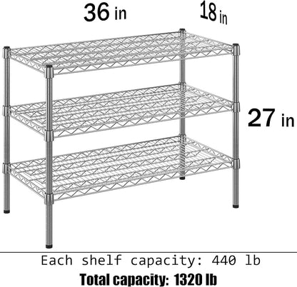 18" Deep x 36" Wide x 27" Height Wire Shelving Kit | 3-Tier | NSF Commercial - Image 3