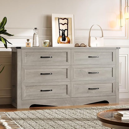 6-Drawer Dresser for Bedroom, Modern Wooden Chest of Drawers by BORNOON