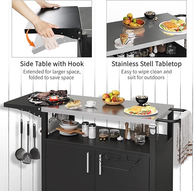 Shintenchi Outdoor Grill Cart Table - Image 6