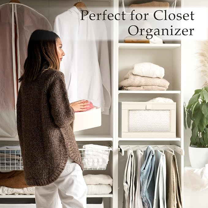 Criusia Closet Organizers and Storage, 4 Pack Linen Closet Baskets - Image 6
