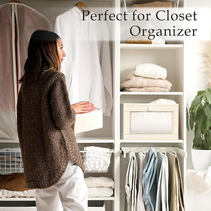 Criusia Closet Organizers and Storage, 4 Pack Linen Closet Baskets - Image 6
