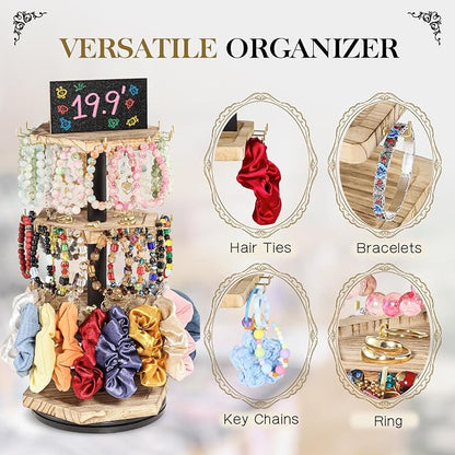 LadyRosian 3-Tier Wooden Rotating Jewelry Display Stand | Bracelet & Keychain - Image 5