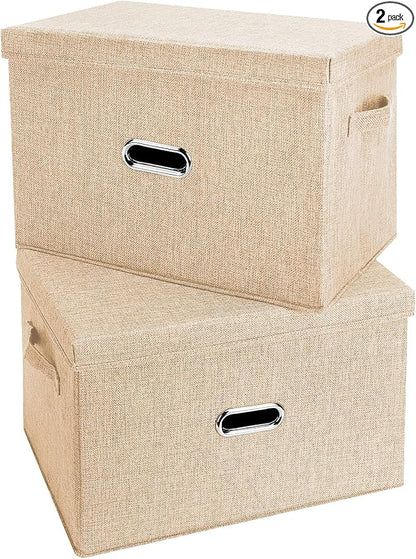 Large Linen Fabric Foldable Storage Bins by Unknown