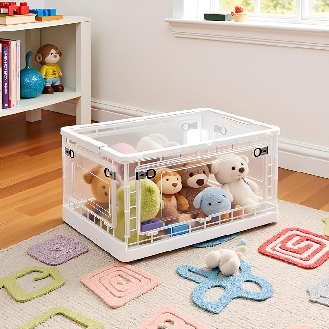 72 QT Clear Storage Bin with 5-Sided Open Lid, Stackable Plastic Storage Bins by Unknown