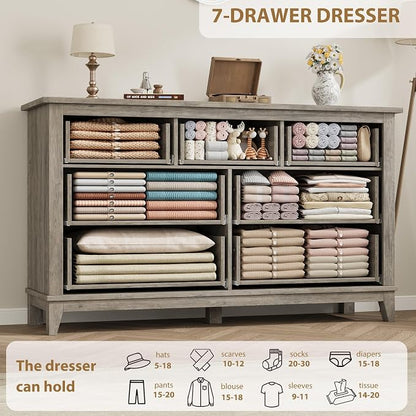 GarveeHome 7 Dresser for Bedroom, 54 in Wide Drawer Dresser - Image 6