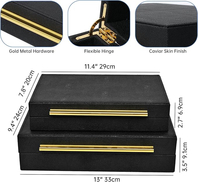 Faux Shagreen Leather Jewelry Boxes Set of 2 - Image 2